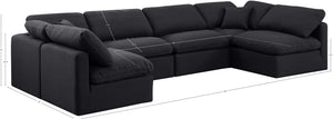 Indulge Black Linen Textured Fabric Modular Sectional 141Black-Sec6D Meridian Furniture