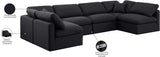 Indulge Black Linen Textured Fabric Modular Sectional 141Black-Sec6D Meridian Furniture