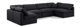 Indulge Black Linen Textured Fabric Modular Sectional 141Black-Sec6D Meridian Furniture