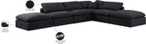 Indulge Black Linen Textured Fabric Modular Sectional 141Black-Sec6E Meridian Furniture