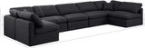 Indulge Black Linen Textured Fabric Modular Sectional 141Black-Sec7B Meridian Furniture