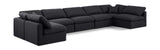 Indulge Black Linen Textured Fabric Modular Sectional 141Black-Sec7B Meridian Furniture