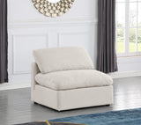 Indulge Cream Linen Textured Fabric Armless Chair 141Cream-Armless Meridian Furniture