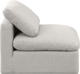 Indulge Cream Linen Textured Fabric Armless Chair 141Cream-Armless Meridian Furniture