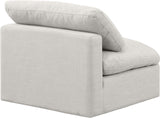 Indulge Cream Linen Textured Fabric Armless Chair 141Cream-Armless Meridian Furniture