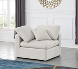 Indulge Cream Linen Textured Fabric Corner Chair 141Cream-Corner Meridian Furniture