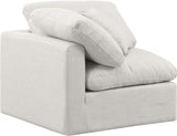 Indulge Cream Linen Textured Fabric Corner Chair 141Cream-Corner Meridian Furniture