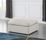 Indulge Cream Linen Textured Fabric Ottoman 141Cream-Ott Meridian Furniture