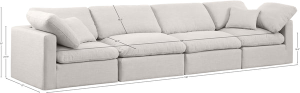 Indulge Cream Linen Textured Fabric Modular Sofa 141Cream-S140 Meridian Furniture