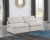 Indulge Cream Linen Textured Fabric Modular Sofa 141Cream-S2 Meridian Furniture