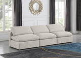 Indulge Cream Linen Textured Fabric Modular Sofa 141Cream-S3 Meridian Furniture