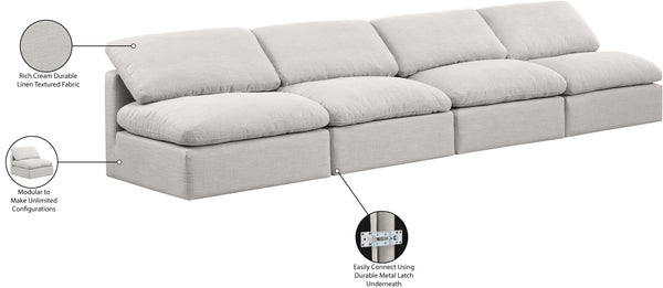 Indulge Cream Linen Textured Fabric Modular Sofa 141Cream-S4 Meridian Furniture