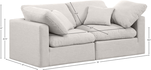 Indulge Cream Linen Textured Fabric Modular Sofa 141Cream-S70 Meridian Furniture