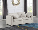 Indulge Cream Linen Textured Fabric Modular Sofa 141Cream-S70 Meridian Furniture