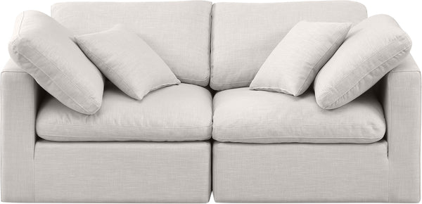 Indulge Cream Linen Textured Fabric Modular Sofa 141Cream-S70 Meridian Furniture
