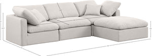 Indulge Cream Linen Textured Fabric Modular Sectional 141Cream-Sec4A Meridian Furniture