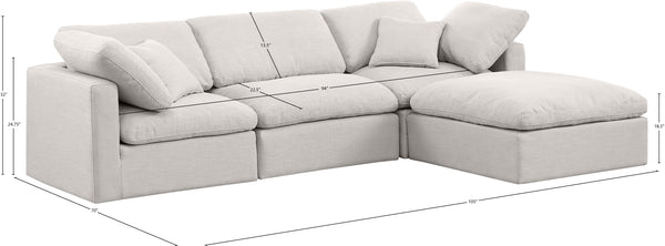 Indulge Cream Linen Textured Fabric Modular Sectional 141Cream-Sec4A Meridian Furniture