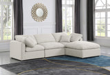 Indulge Cream Linen Textured Fabric Modular Sectional 141Cream-Sec4A Meridian Furniture