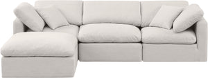 Indulge Cream Linen Textured Fabric Modular Sectional 141Cream-Sec4A Meridian Furniture