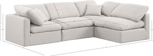 Indulge Cream Linen Textured Fabric Modular Sectional 141Cream-Sec4B Meridian Furniture