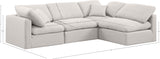 Indulge Cream Linen Textured Fabric Modular Sectional 141Cream-Sec4B Meridian Furniture