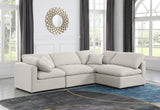 Indulge Cream Linen Textured Fabric Modular Sectional 141Cream-Sec4B Meridian Furniture