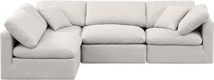 Indulge Cream Linen Textured Fabric Modular Sectional 141Cream-Sec4B Meridian Furniture