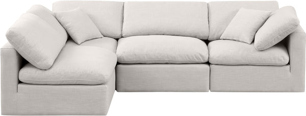 Indulge Cream Linen Textured Fabric Modular Sectional 141Cream-Sec4B Meridian Furniture