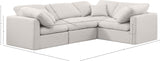 Indulge Cream Linen Textured Fabric Modular Sectional 141Cream-Sec4C Meridian Furniture