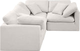 Indulge Cream Linen Textured Fabric Modular Sectional 141Cream-Sec4C Meridian Furniture