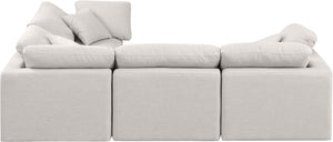 Indulge Cream Linen Textured Fabric Modular Sectional 141Cream-Sec4C Meridian Furniture