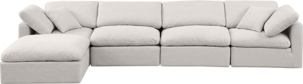 Indulge Cream Linen Textured Fabric Modular Sectional 141Cream-Sec5A Meridian Furniture