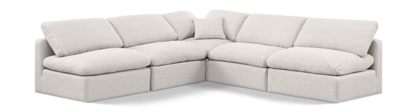 Indulge Cream Linen Textured Fabric Modular Sectional 141Cream-Sec5B Meridian Furniture