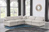 Indulge Cream Linen Textured Fabric Modular Sectional 141Cream-Sec5B Meridian Furniture