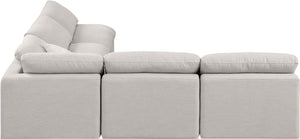 Indulge Cream Linen Textured Fabric Modular Sectional 141Cream-Sec5B Meridian Furniture