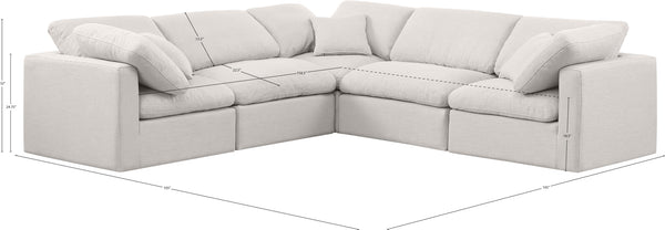 Indulge Cream Linen Textured Fabric Modular Sectional 141Cream-Sec5C Meridian Furniture