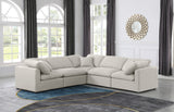 Indulge Cream Linen Textured Fabric Modular Sectional 141Cream-Sec5C Meridian Furniture