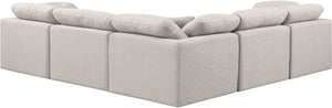 Indulge Cream Linen Textured Fabric Modular Sectional 141Cream-Sec5C Meridian Furniture