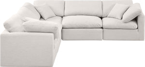 Indulge Cream Linen Textured Fabric Modular Sectional 141Cream-Sec5C Meridian Furniture