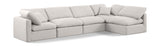 Indulge Cream Linen Textured Fabric Modular Sectional 141Cream-Sec5D Meridian Furniture