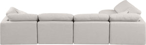 Indulge Cream Linen Textured Fabric Modular Sectional 141Cream-Sec5D Meridian Furniture