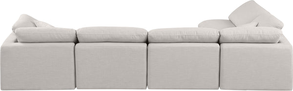 Indulge Cream Linen Textured Fabric Modular Sectional 141Cream-Sec5D Meridian Furniture