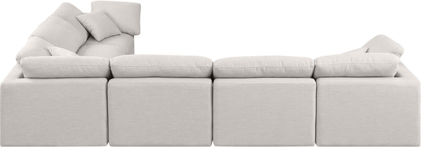 Indulge Cream Linen Textured Fabric Modular Sectional 141Cream-Sec6A Meridian Furniture
