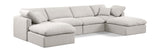 Indulge Cream Linen Textured Fabric Modular Sectional 141Cream-Sec6B Meridian Furniture