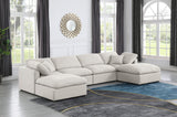 Indulge Cream Linen Textured Fabric Modular Sectional 141Cream-Sec6B Meridian Furniture