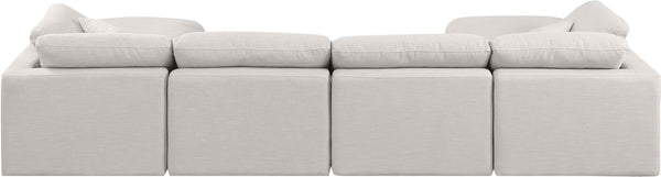 Indulge Cream Linen Textured Fabric Modular Sectional 141Cream-Sec6B Meridian Furniture