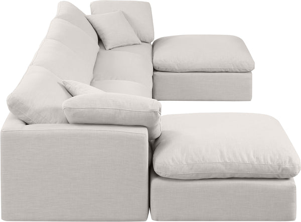 Indulge Cream Linen Textured Fabric Modular Sectional 141Cream-Sec6B Meridian Furniture