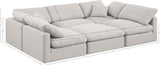 Indulge Cream Linen Textured Fabric Modular Sectional 141Cream-Sec6C Meridian Furniture