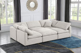 Indulge Cream Linen Textured Fabric Modular Sectional 141Cream-Sec6C Meridian Furniture