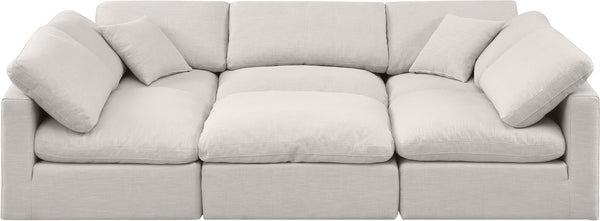 Indulge Cream Linen Textured Fabric Modular Sectional 141Cream-Sec6C Meridian Furniture